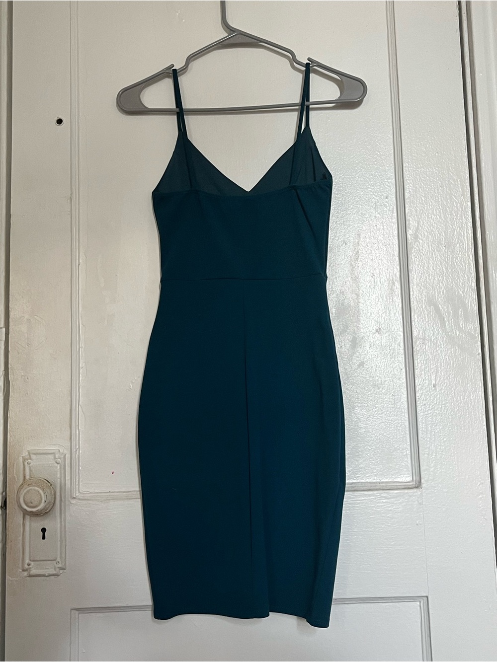 Lulu's Teal Wrap-Front Mini Dress - Picture 2 of 4